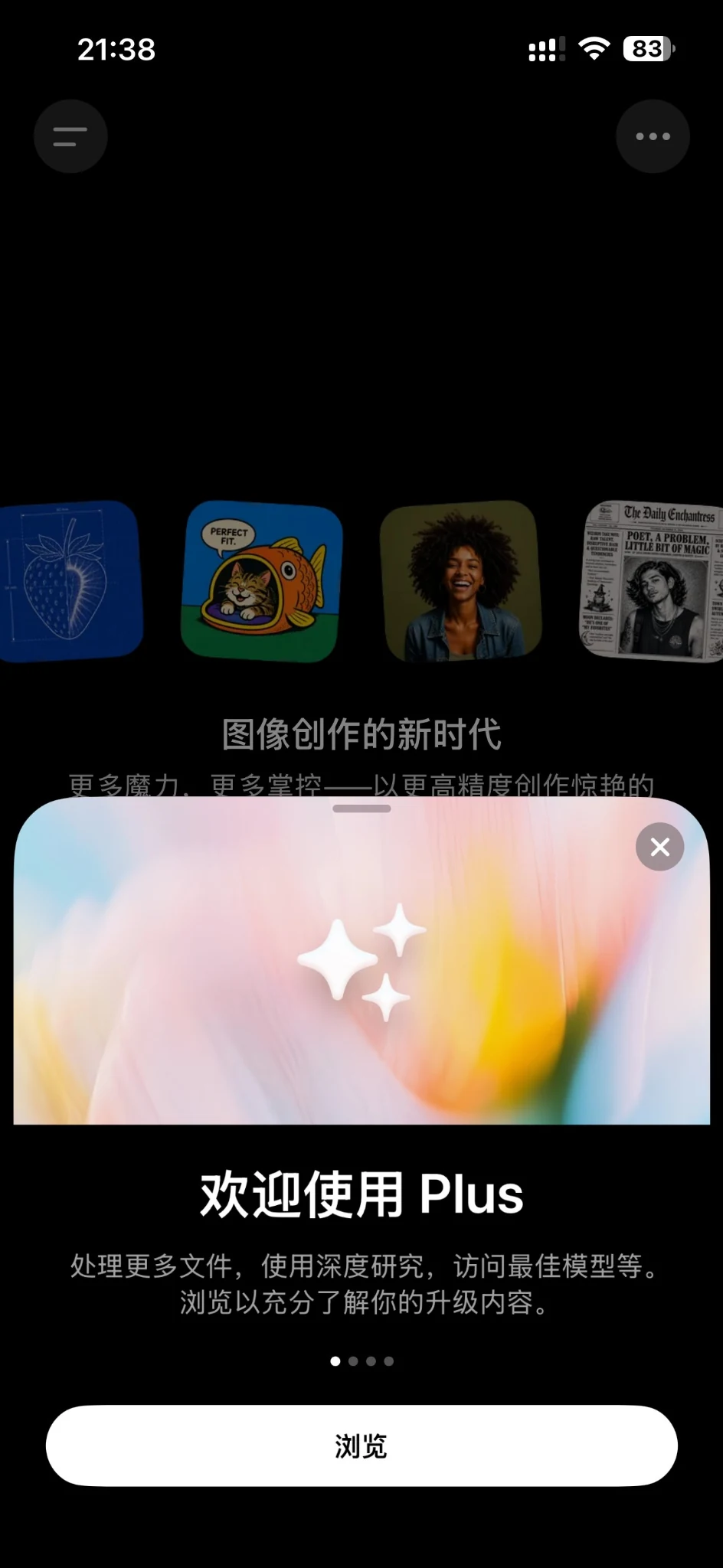 ChatGPT Plus 开通成功欢迎页面